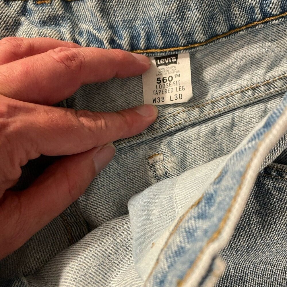 VINTAGE Levis Jeans Men 38x30 Blue 560 Loose Tapered 1990s 90s Orange Tab Grunge - Picture 10 of 16